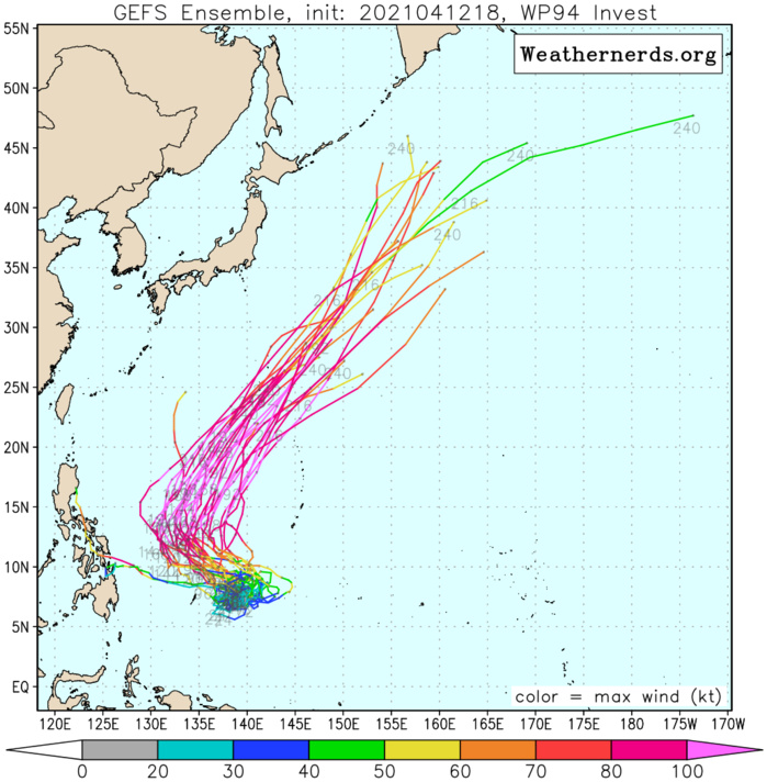 INVEST 94W. MODEL ENSEMBLE: GFS. INVEST 94W. MODEL ENSEMBLE: GFS.