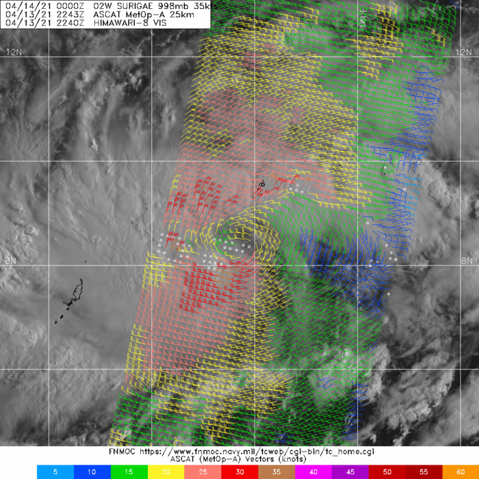 13/2343UTC METOP-A ASCAT PASS SHOWING A CLEAR LLCC WITH EMBEDDED PATCHES OF 35 KNOTS. 13/2343UTC METOP-A ASCAT PASS SHOWING A CLEAR LLCC WITH EMBEDDED PATCHES OF 35 KNOTS.