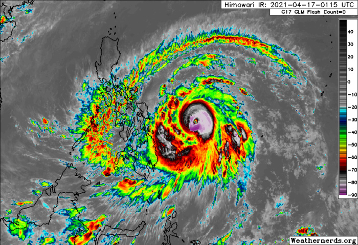 02W(SURIGAE). 17/0305UTC. ANIMATED MULTISPECTRAL SATELLITE IMAGERY (MSI) REVEALS A 22 KM EYE WITH DEEP CONVECTIVE BANDS WRAPPING INTO THE LOW LEVEL CIRCULATION CENTER, LENDING GOOD CONFIDENCE TO THE INITIAL POSITION. 02W(SURIGAE). 17/0305UTC. ANIMATED MULTISPECTRAL SATELLITE IMAGERY (MSI) REVEALS A 22 KM EYE WITH DEEP CONVECTIVE BANDS WRAPPING INTO THE LOW LEVEL CIRCULATION CENTER, LENDING GOOD CONFIDENCE TO THE INITIAL POSITION.