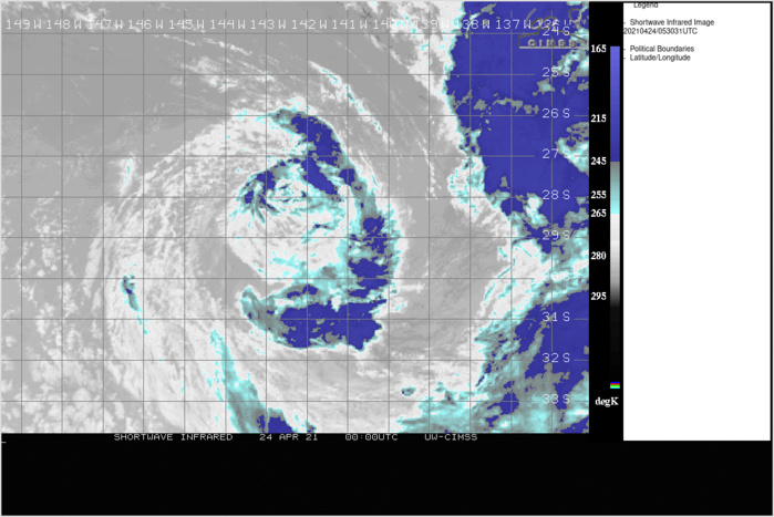 INVEST 96P. 24/0530UTC. SUBTROPICAL SYSTEM WITH 35KNOT WINDS JUST NORTH OF 30°SOUTH. CLICK TO ANIMATE.