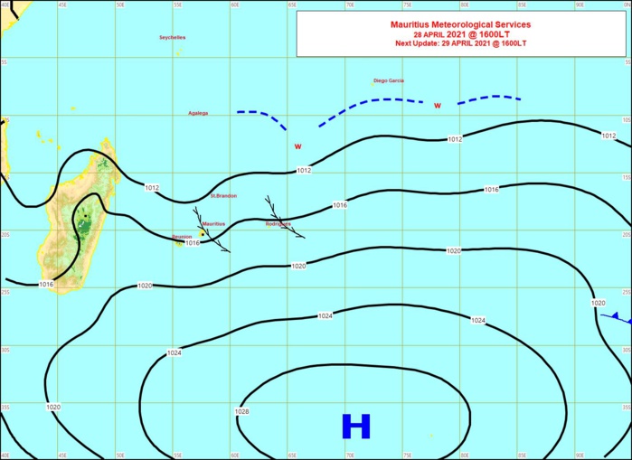 28/16heures. Analyse de la situation de surface. MMS/Vacoas.