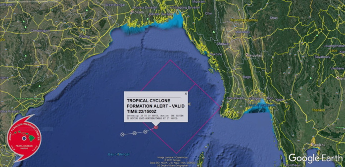 INVEST 93B. TROPICAL CYCLONE FORMATION ALERT(TCFA). ENVIRONMENTAL ANALYSIS SHOWS FAVORABLE  CONDITIONS FOR DEVELOPMENT, WITH ROBUST EQUATORWARD OUTFLOW,  DEVELOPING POLEWARD OUTFLOW, LOW (10-15 KTS) VERTICAL WIND SHEAR  (VWS), AND VERY WARM (30-31C) SEA SURFACE TEMPERATURES (SST).