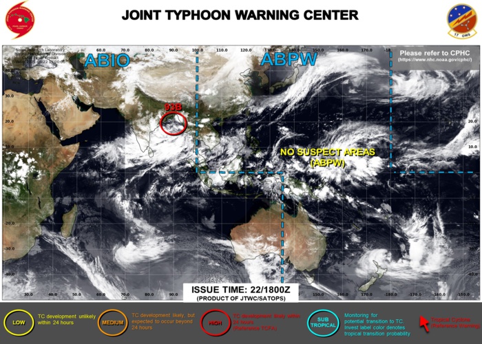 22/18UTC. INVEST 93B IS UP-GRADED TO HIGH: HIGH CHANCES OF HAVING 35KNOT WINDS NEAR ITS CENTER WITHIN 24HOURS.