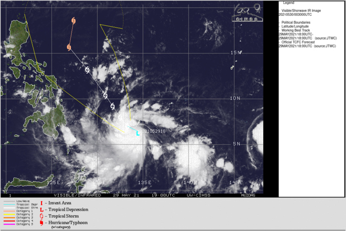 TD 04W. ANIMATED ENHANCED MULTISPECTRAL SATELLITE IMAGERY  SHOWS OVERALL CONSOLIDATION EVEN AS THE CENTRAL CONVECTION  SLIGHTLY WARMED WITH THE FEEDER BANDS, MOSTLY FROM THE NORTHWEST  AND SOUTH, WRAPPING TIGHTER INTO A DEFINED LOW LEVEL CIRCULATION. IF NECESSARY CLIK ON THE IMAGERY TO ANIMATE IT.