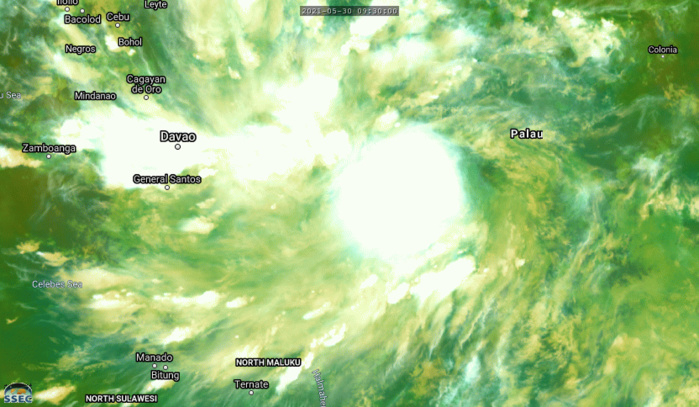 TS 04W. 30/14UTC. 4H30 LOOP. ANIMATED ENHANCED INFRARED IMAGERY (EIR) INDICATES A DEEP  CONSOLIDATED CENTRAL BALL OF CONVECTION WRAPPING AROUND A LOW LEVEL  CIRCULATION (LLC).