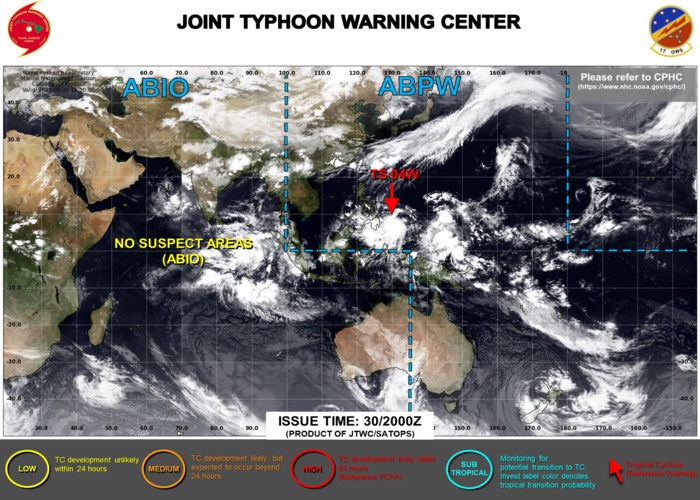 JTWC HAS BEEN ISSUING 6HOURLY WARNINGS AND 3HOURLY SATELLITE BULLETINS ON TS 04W. JTWC HAS BEEN ISSUING 6HOURLY WARNINGS AND 3HOURLY SATELLITE BULLETINS ON TS 04W.
