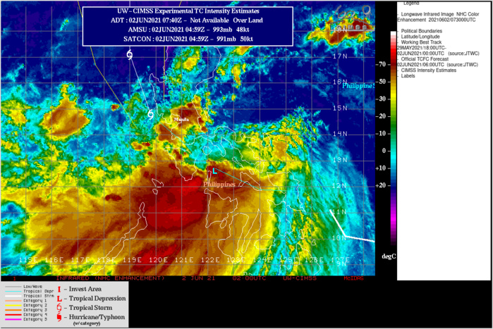 TD 04W. ANIMATED MULTISPECTRAL SATELLITE IMAGERY DEPICTS A SMALL, DISORGANIZED LOW LEVEL  CIRCULATION CENTER(LLCC) JUST NORTHEAST OF MINDORO, WITH A RECENT  FLARE UP OF MODERATE TO DEEP CONVECTION NOW OBSCURING THE LLCC.