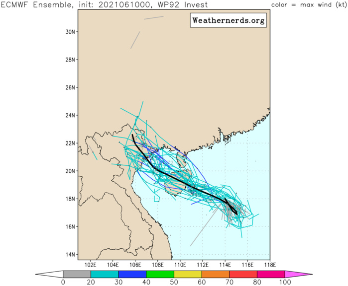 INVEST 92W. GLOBAL MODELS ARE IN GOOD AGREEMENT THAT 92W WILL CONTINUE  ITS TRACK WEST-NORTHWESTWARD AS IT STEADILY CONSOLIDATES AND  INTENSIFIES OVER THE NEXT 48 HOURS. AN UPPER LEVEL ANTICYCLONE TO  THE NORTH DURING THIS TIME PERIOD WILL BEGIN TO MOVE EAST AND  REORIENT THUS INCREASING DIVERGENT FLOW OVER THE SYSTEM ALLOWING FOR  FURTHER DEVELOPMENT.