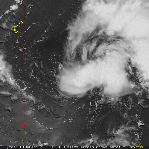 21/0220UTC.ANIMATED MULTISPECTRAL SATELLITE IMAGERY DEPICTS A PARTIALLY EXPOSED LOW LEVEL CIRCULATION CENTER WITH DEEP CONVECTIVE BURSTS OVER THE CENTER AND PERSISTENT CONVECTIVE BANDING DISPLACED OVER THE EASTERN AND NORTHERN SEMICIRCLES. A 202341Z MHS 89GHZ MICROWAVE IMAGE INDICATES FRAGMENTED, FORMATIVE BANDING PRIMARILY OVER THE NORTHERN SEMICIRCLE.