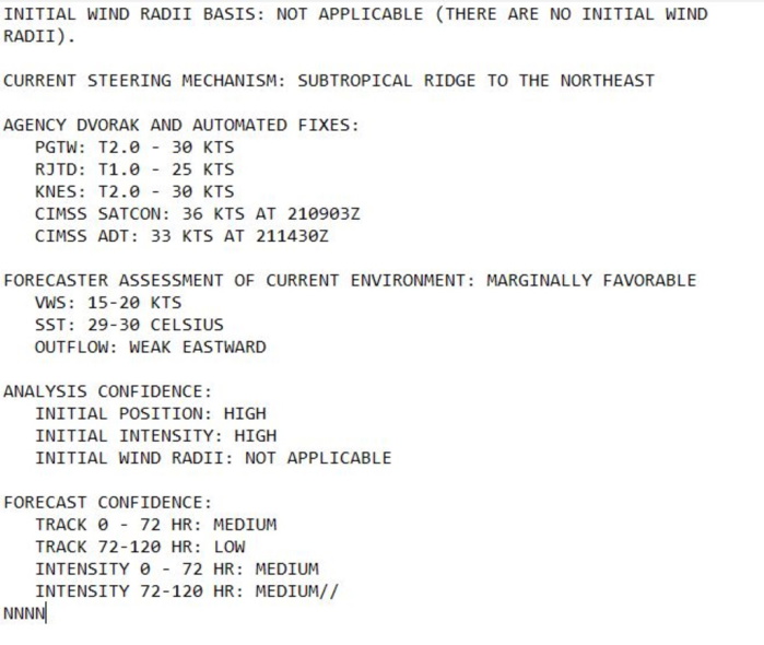 WNP: TD 06W is tracking to the South of Guam, forecast to reach Tropical Storm intensity by 24hours, 21/21utc update