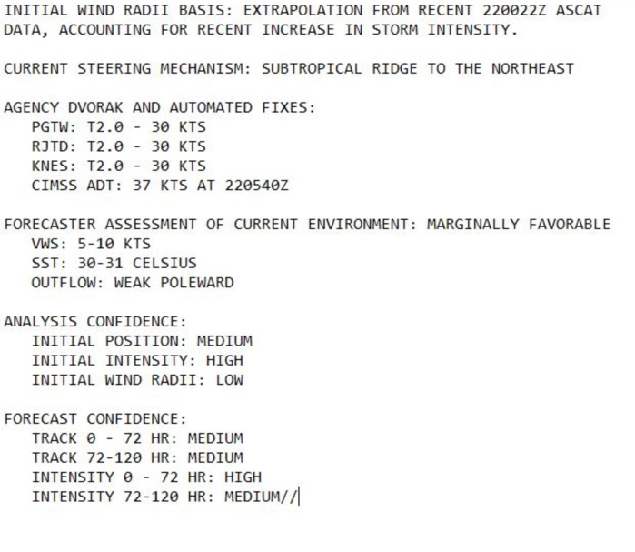 WNP: 06W has reached Tropical Storm intensity, forecast to reach Typhoon intensity by 72hours, 22/09utc update