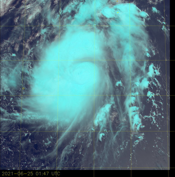 25/0147UTC.SATELLITE ANALYSIS, INITIAL POSITION AND INTENSITY DISCUSSION: ANIMATED MULTISPECTRAL SATELLITE IMAGERY (MSI) DEPICTS A CONSOLIDATING YET STILL ASYMMETRIC CIRCULATION WITH DEEP FLARING CONVECTION SUSTAINED OVER THE CENTER. A 242359Z 89 GHZ MHS MICROWAVE IMAGE SHOWS CONVECTIVE BANDING WRAPPING INTO THE WESTERN SEMICIRCLE OF THE SYSTEM FROM THE NORTH BUT SHOWS NO EVIDENCE OF A SUSTAINED STRONG INNER CORE AS OF YET. THE INITIAL POSITION IS PLACED WITH HIGH CONFIDENCE BASED ON A 250005Z ASCAT IMAGE SHOWING A DEFINED BUT ASYMMETRIC CIRCULATION WITH 45-50 KT WINDS WRAPPING INTO THE CENTER. THE INITIAL INTENSITY IS BASED ON THE PGTW AND RJTD DVORAK CURRENT INTENSITY ESTIMATES.