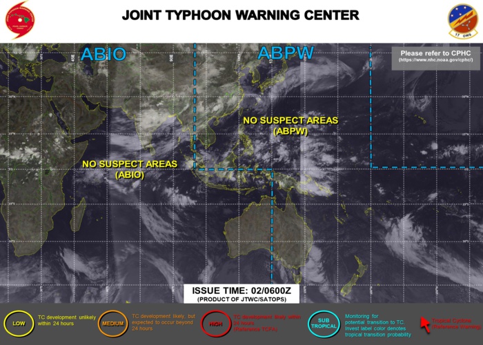 02/06UTC. NO CURRENT SUSPECT AREAS OVER THE JTWC AREA OF RESPONSABILITY. 02/06UTC. NO CURRENT SUSPECT AREAS OVER THE JTWC AREA OF RESPONSABILITY.