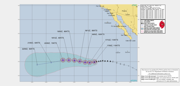 EASTERN NORTH PACIFIC. HU 06E(FELICIA). WARNING 12 ISSUED AT 17/04UTC. THIS SYSTEM IS A POWERFUL CATEGORY 4 HURRICANE MONITORED OVER OPEN WATERS.
