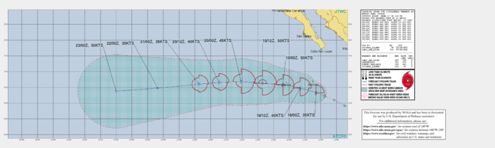 TS 07E(GUILLERMO). WARNING 3 ISSUED AT 18/04UTC. INTENSITY IS FORECAST TO PEAK AT 50KNOTS BY 24H.