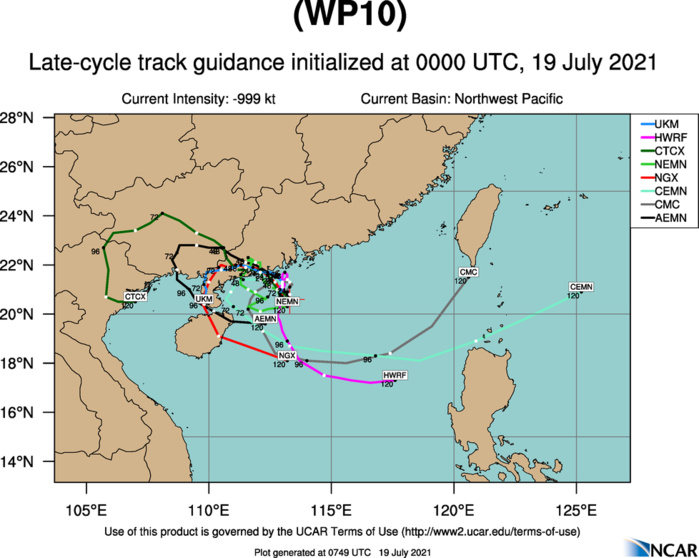 10W(CEMPAKA).MODEL DISCUSSION: NUMERICAL MODEL GUIDANCE SUPPORTS THE JTWC TRACK FORECAST WITH LOW CONFIDENCE. CONFIDENCE IN THE JTWC INTENSITY FORECAST IS MEDIUM WITH SOME UNCERTAINTY IN THE PEAK INTENSITY, WHICH COULD BE SLIGHTLY HIGHER CONSIDERING THE COMPACT NATURE OF THE SYSTEM AND THE TENDENCY FOR THESE TYPES OF SYSTEMS TO RAPIDLY INTENSIFY. ADDITIONALLY, THERE IS ENOUGH UNCERTAINTY IN THE TRACK AND THE POTENTIAL FOR A MORE PROLONGED TRACK OVER THE VERY WARM WATER.