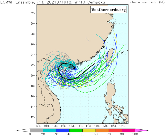 TY 10W(CEMPAKA).MODEL DISCUSSION: NUMERICAL MODELS ARE IN UNISON WITH THE TIGHT U-TURN FORECAST TRACK, ALBEIT IN VARYING DEGREES AND SPEED WITH NVGM OFFERING THE TIGHTEST TURN AND GFS AND JGSM ON THE WIDE MARGIN OF THE ENVELOPE. THIS, PLUS GIVEN THE UNCERTAINTY OF LAND INTERACTION AND THE ANTICIPATED STRONG SOUTHWESTERLY MONSOON SURGE IN THE SOUTH CHINA SEA, CONTRIBUTE TO AN OVERALL LOW CONFIDENCE IN THE JTWC TRACK AND INTENSITY FORECASTS. TY 10W(CEMPAKA).MODEL DISCUSSION: NUMERICAL MODELS ARE IN UNISON WITH THE TIGHT U-TURN FORECAST TRACK, ALBEIT IN VARYING DEGREES AND SPEED WITH NVGM OFFERING THE TIGHTEST TURN AND GFS AND JGSM ON THE WIDE MARGIN OF THE ENVELOPE. THIS, PLUS GIVEN THE UNCERTAINTY OF LAND INTERACTION AND THE ANTICIPATED STRONG SOUTHWESTERLY MONSOON SURGE IN THE SOUTH CHINA SEA, CONTRIBUTE TO AN OVERALL LOW CONFIDENCE IN THE JTWC TRACK AND INTENSITY FORECASTS.