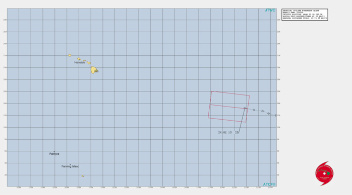EASTERN PACIFIC. INVEST 98E. TROPICAL CYCLONE FORMATION ALERT ISSUED AT 25/01UTC.AN AREA OF CONVECTION (INVEST 98E) HAS PERSISTED NEAR  131.2N 130.3W, APPROXIMATELY 3055 KM EAST-SOUTH EAST OF HONOLULU,  HAWAII. ANIMATED MULTISPECTRAL SATELLITE IMAGERY AND A 242227Z AMSR2  PARTIAL MICROWAVE PASS DEPICT AN EXPOSED LOW LEVEL CIRCULATION (LLC)  WITH CONSOLIDATING AND DEEPENING CONVECTION DISPLACED TO THE  NORTHWEST. UPPER AIR ANALYSIS INDICATES 98E IS LOCATED IN AN AREA   FAVORABLE FOR DEVELOPMENT WITH WEAK VERTICAL WIND SHEAR (05-10KTS)  AND WARM SEA SURFACE TEMPERATURES(29-30 C). MAXIMUM SUSTAINED  SURFACE WINDS ARE ESTIMATED AT 20 TO 25 KNOTS. MINIMUM SEA LEVEL  PRESSURE IS ESTIMATED TO BE NEAR 1009 MB. THE POTENTIAL FOR THE  DEVELOPMENT OF A SIGNIFICANT TROPICAL CYCLONE WITHIN THE NEXT 24  HOURS IS HIGH.
