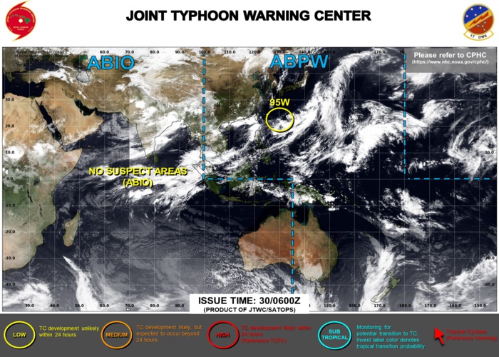 Western Pacific: Invest 95W under watch//Eastern Pacific: Tropical Cyclone Formation Alerts, 30/06utc updates