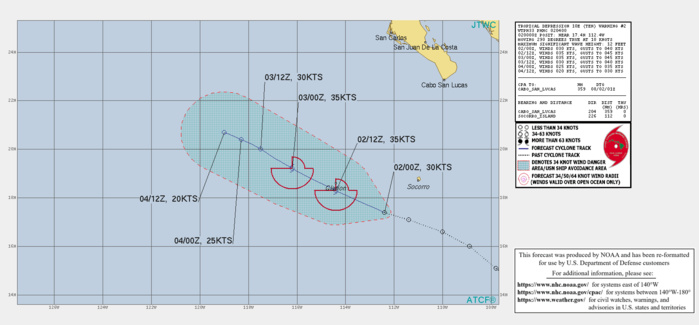 TD 10E. WARNING 2 ISSUED AT 02/04UTC. INTENSITY IS FORECAST TO REACH MINIMAL STORM INTENSITY(35KNOTS) WITHIN 24H.