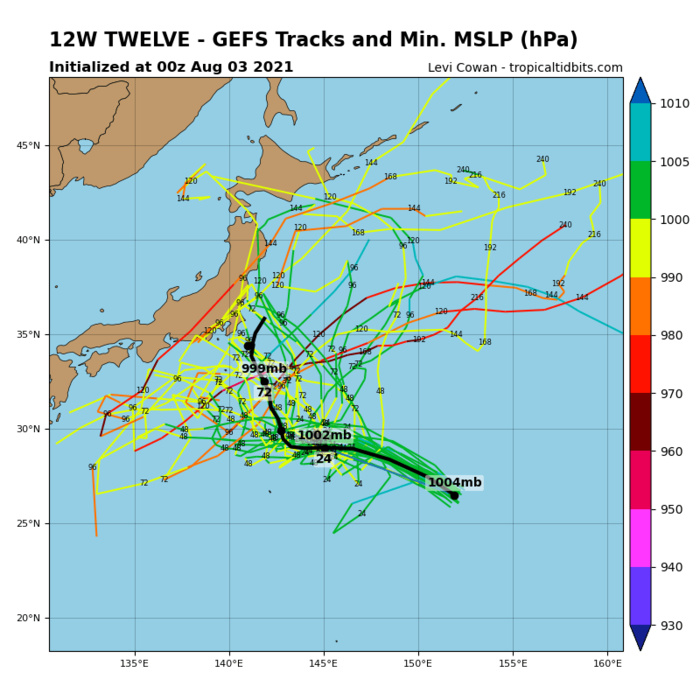 TD 12W.MODEL DISCUSSION: MODEL TRACK GUIDANCE IS JUMPING VORTEXES FROM TD 12W TO INVEST 99W AFTER 36H. GUIDANCE THROUGH 36H IS IN GOOD AGREEMENT. THE JTWC  FORECAST TRACKS CLOSE TO THE PREVIOUS FORECAST. THE JTWC INTENSITY  FORECAST DEVIATES FROM HWRF AFTER 24H WITH AN EXPECTED DISSIPATION SCENARIO AS THE SYSTEM UNDERGOES BINARY INTERACTION AND EVENTUALLY MERGES WITH 99W.
