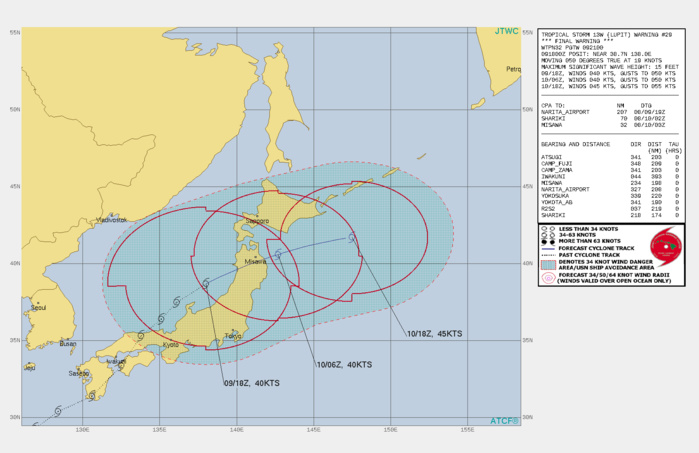TS 13W(LUPIT). WARNING 29/FINAL ISSUED AT 09/21UTC. TS 13W(LUPIT). WARNING 29/FINAL ISSUED AT 09/21UTC.