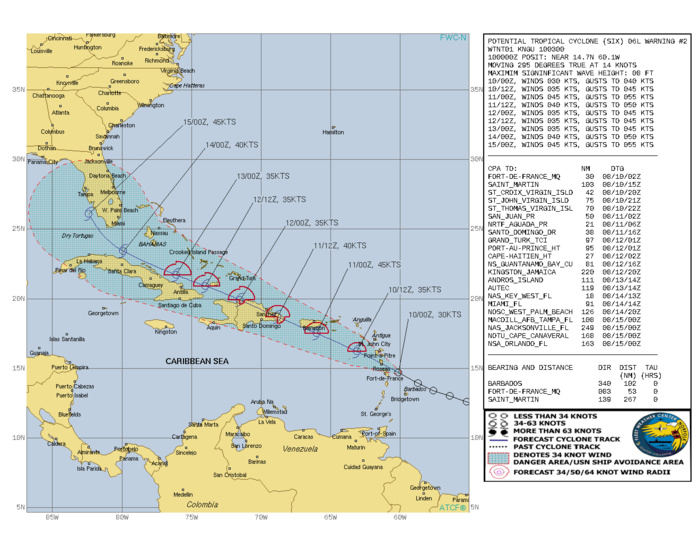 ATLANTIC. TD 06L. WARNING 2 ISSUED AT 10/03UTC.