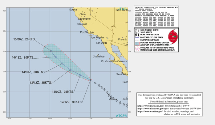 TD 11E(KEVIN). WARNING 21/FINAL ISSUED AT 12/16UTC.