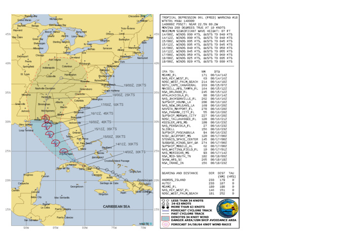 ATLANTIC. TD 06L(FRED). WARNING 18 ISSUED AT 14/03UTC.