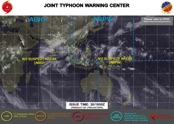 WESTERN PACIFIC, INDIAN OCEAN AND SOUTHERN HEMISPHERE: NO SUSPECT AREAS.