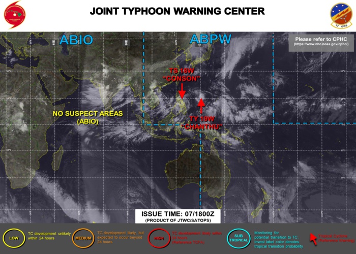 JTWC ARE ISSUING 6HOURLY WARNINGS AND 3HOURLY SATELLITE BULLETINS ON 18W AND 19W.