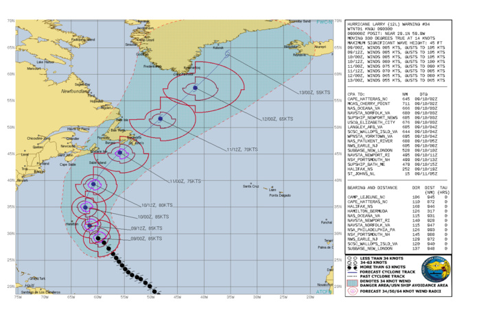 ATLANTIC. HU 12L(LARRY). WARNING 34 ISSUED AT 09/03UTC.