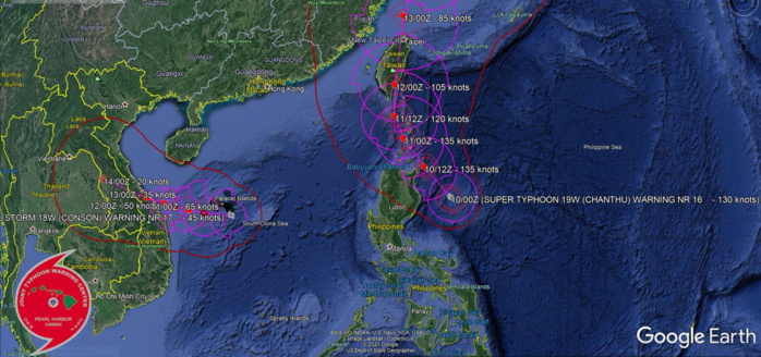 Western Pacific: Super Typhoon 19W(CHANTHU) is intensifying once again 215km SE of Aparri, 18W(CONSON) update, E.Pacific & Atlantic updates10/03utc