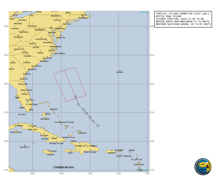 INVEST 96L. TROPICAL CYCLONE FORMATION ALERT ISSUED AT 15/14UTC.