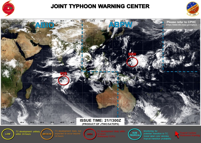 Western North Pacific: 99W is now High//Southern Hemisphere: 1st Tropical Cyclone Formation Alert of 2021/22//Atlantic updates on 16L and 17L,21/09utc