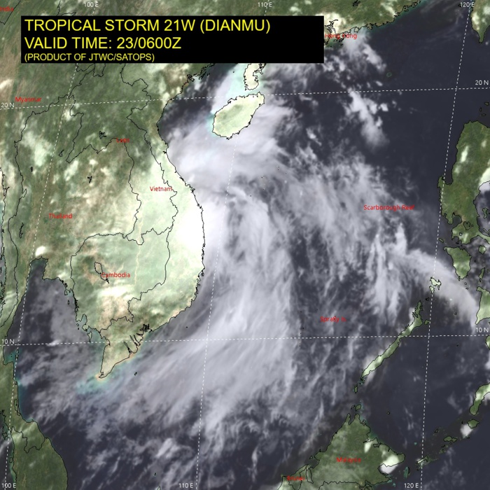 SATELLITE ANALYSIS, INITIAL POSITION AND INTENSITY DISCUSSION: ANIMATED MULTISPECTRAL SATELLITE IMAGERY (MSI) SHOWS A PARTIALLY EXPOSED LOW LEVEL CIRCULATION SYSTEM WITH DEEP CONVECTION OFFSET NORTHWESTWARD OF THE LOW LEVEL CIRCULATION CENTER. THE INITIAL POSITION IS PLACED WITH HIGH CONFIDENCE BASED ON A 230510Z GMI 89GHZ MICROWAVE IMAGE AND RADAR COVERAGE. THE INITIAL INTENSITY IS PLACED WITH MEDIUM CONFIDENCE BASED ON THE OVERALL ASSESSMENT OF  AGENCY AND AUTOMATED DVORAK ESTIMATES. THE SYSTEM IS IN A MARGINAL  ENVIRONMENT BEFORE LANDFALL WITH WARM SSTS OFFSET BY WEAK OUTFLOW  AND MEDIUM VERTICAL WIND SHEAR (15-20 KNOTS). THE CYCLONE IS  TRACKING ALONG THE SOUTHWEST PERIPHERY OF A SUBTROPICAL RIDGE  LOCATED TO THE NORTHEAST.