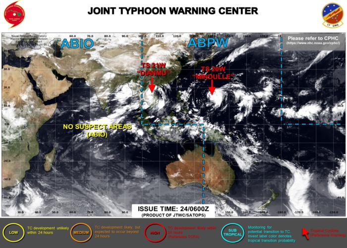 Western Pacific: 20W(MINDULLE):rapid intensification next 48h, 21W(DIANMU):final warning//Atlantic:18L(SAM):rapid intensification next 48h,24/03utc