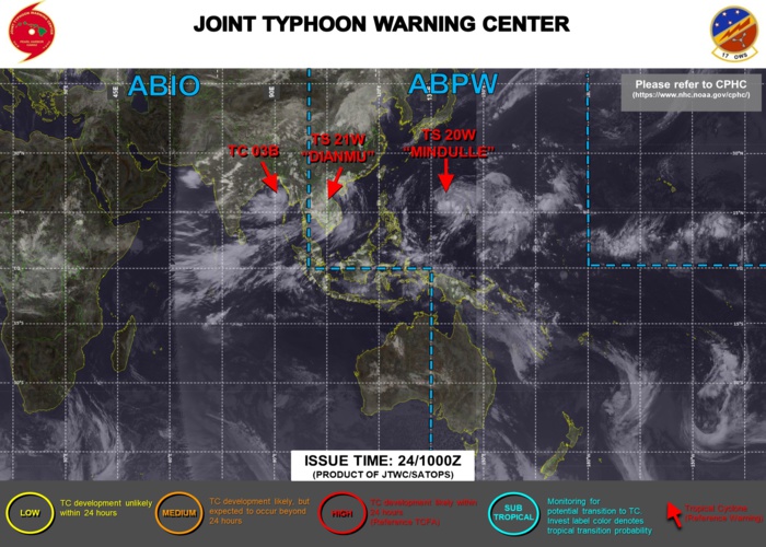 Western Pacific:TS 20W(MINDULLE):forecast to reach STY intensity by 96hours//North Indian:TC 03B intensifying over the BOB//Atlantic:18L(SAM)intensifying Hurricane,24/09utc