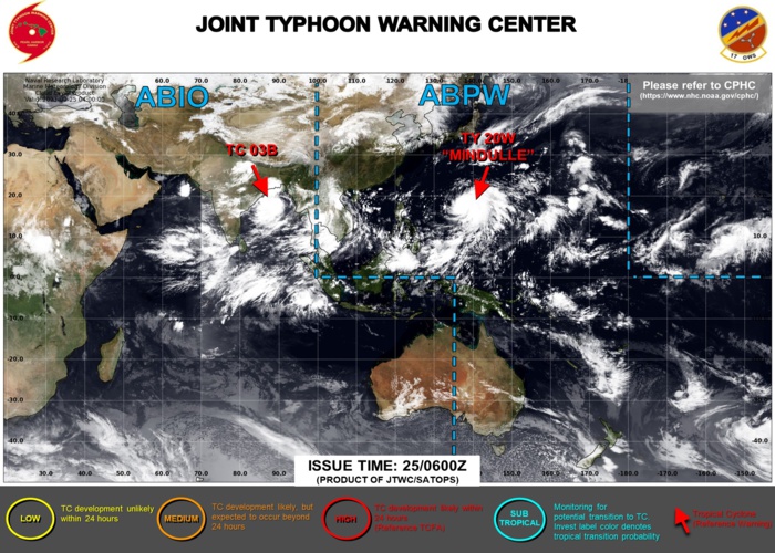 Western Pacific:TY 20W(MINDULLE): intensifying up to Super Typhoon level in 72h//North Indian:TC 03B peaking within 24h up to landfall//Atlantic: 18L(SAM) getting stronger,25/03utc updates