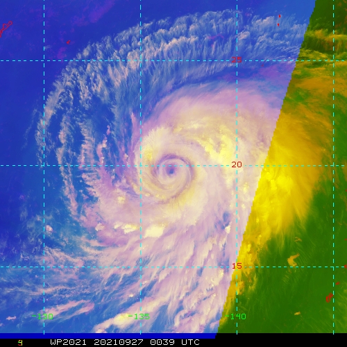 27/0039UTC.TY 20W HAS BEEN GOING THROUGH AN EYE-WALL RELACEMENT CYCLE WHICH STARTED NEAR 26/07UTC. THE MOAT SIGNATURE IS WELL DEPICTED ON THIS SATELLITE IMAGERY.