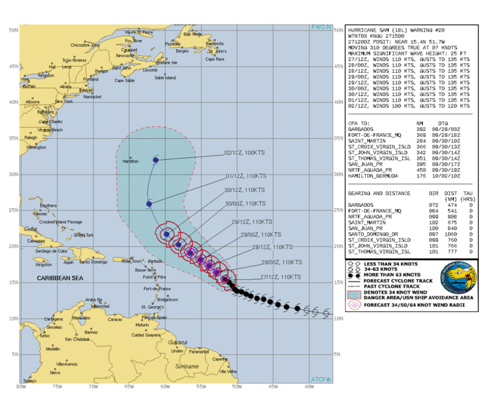 CURRENT INTENSITY IS 110KNOTS/CAT 3 AND IS FORECAST TO REMAIN STEADY NEXT 96H.