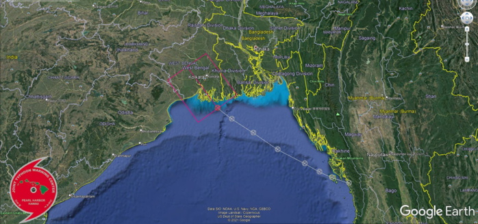 THE AREA OF CONVECTION (INVEST 98B) PREVIOUSLY LOCATED  NEAR 21.3N 89.0E IS NOW LOCATED NEAR 21.3N 88.9E, APPROXIMATELY 147 KM SOUTH-SOUTHEAST OF KOLKATA. ANIMATED MULTISPECTRAL SATELLITE  IMAGERY (MSI) SHOWS THAT INVEST 98B CONTINUES TO RAPIDLY  CONSOLIDATE, WITH BANDS OF DEEP CONVECTION NOW WRAPPING INTO A WELL- DEFINED CENTER JUST OFFSHORE SOUTH OF KOLKATA, INDIA. ANIMATED RADAR  DATA FROM INDIA INDICATES THE PRESENCE OF A WELL-DEFINED LOW LEVEL  CIRCULATION CENTER (LLCC) WITH MODERATE TO STRONG CONVECTIVE BANDS,  PARTICULARLY ON THE SOUTHEAST SIDE, WRAPPING INTO AND AROUND THE  LLCC. SIMILARLY AT 280726Z AMSR2 89 GHZ MICROWAVE IMAGE SHOWS  DEVELOPMENTAL BANDING WRAPPING INTO THE CENTER DEFINED BY A LOW  EMISSIVITY REGION. A PREVIOUS 280246Z ASCAT-B AND 280314Z ASCAT-C  PASS INDICATED 30-35 KNOT WINDS WITH SOME HIGHER WINDS UNDER DEEP  CONVECTION IN THE EASTERN SEMICIRCLE, THOUGH WINDS IN THE REMAINDER  OF THE CIRCULATION WERE 25 KNOTS OR LESS. THE ENVIRONMENT IS  FAVORABLE FOR DEVELOPMENT, WITH AN ANTICYCLONE ALOFT JUST TO THE  NORTHEAST PROVIDING GOOD RADIAL OUTFLOW AND LOW VERTICAL WIND SHEAR.  SSTS REMAIN VERY WARM. WHILE THE SYSTEM IS CURRENTLY MOVING ONSHORE,  IT WILL DO SO OVER A REGION OF SWAMPY GROUND IN A RIVER DELTA. THUS  INTENSIFICATION OVER LAND IS A DISTINCT POSSIBILITY.  MAXIMUM  SUSTAINED SURFACE WINDS ARE ESTIMATED AT 28 TO 34 KNOTS. MINIMUM SEA  LEVEL PRESSURE IS ESTIMATED TO BE NEAR 1000 MB. THE POTENTIAL FOR  THE DEVELOPMENT OF A SIGNIFICANT TROPICAL CYCLONE WITHIN THE NEXT 24  HOURS IS UPGRADED TO HIGH.