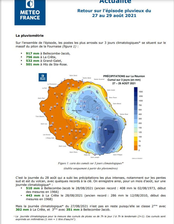 ILES SOEURS: Août 2021 : le plus pluvieux depuis 25ans à MAURICE, épisode exceptionnel de fortes pluies à la RÉUNION