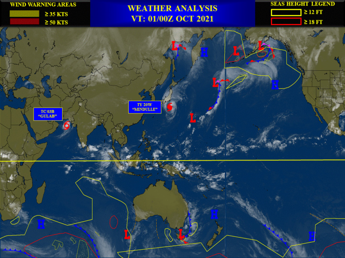 TY 20W(MINDULLE) now over cooler seas//Arabian Sea: TC 03B(GULAB) to intensify to CAT 1 by 36h//Atlantic:18L(SAM) still a formidable Hurricane,01/03utc