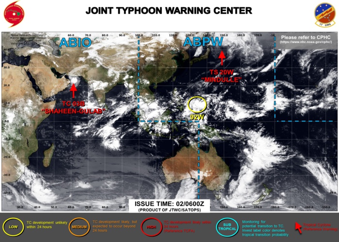 Invest 92W now on the map//TC 03B intensifying and approaching Oman//Former STY 20W(MINDULLE) now extratropical,Atlantic duo update,02/09utc