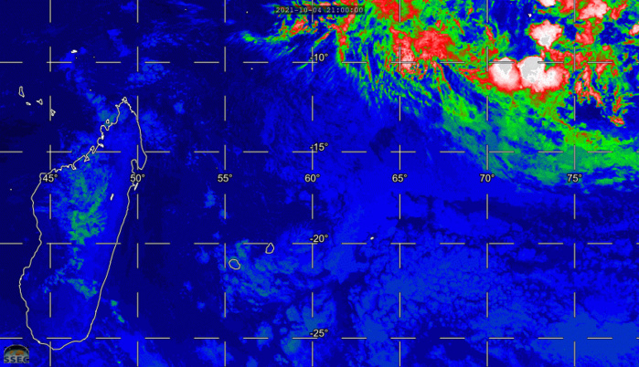 ILES SOEURS: Mardi 05 Octobre 2021: cartes de prévisions et animation satellite pour MAURICE et la RÉUNION
