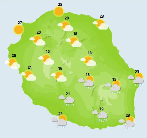 ILES SOEURS: Mercredi 06 Octobre 2021: le temps change demain Jeudi alors que le front froid traverse la RÉUNION puis MAURICE