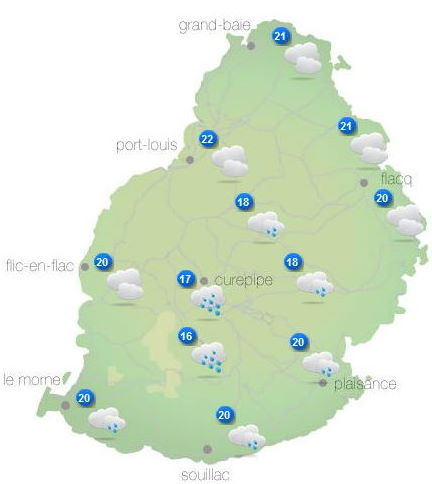 ILES SOEURS: Jeudi 07 Octobre 2021: soleil puis averses et pluies suivis d'une baisse des températures à la RÉUNION puis MAURICE