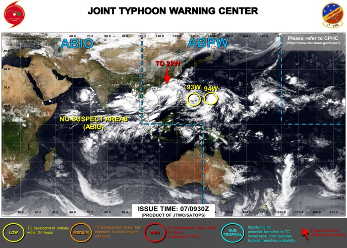 Western Pacific: Invest 92W is now TD 22W, 2 new disturbances over the Philippine Sea, 07/06utc Western Pacific: Invest 92W is now TD 22W, 2 new disturbances over the Philippine Sea, 07/06utc