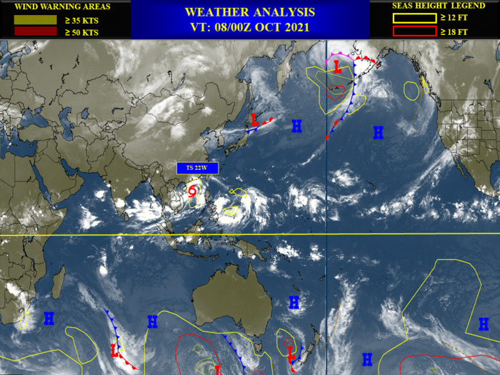 Western Pacific: TS 22W(LIONROCK) making landfall over Hainan/ busy too with 3 Invest areas East of the Philippines, 08/03utc